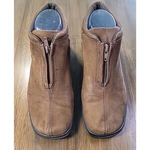 Easy Spirit Brown Leather Slip-On Wedge Loafer Booties 8M GUC